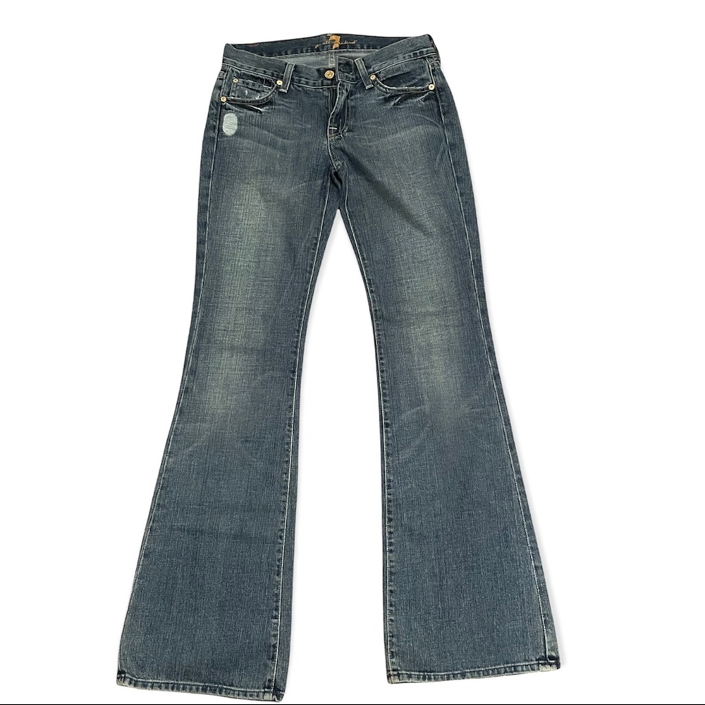 7 For All Mankind Womens Distressed Bootcut Jeans Size 27